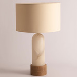 Pura Kelo Drum Table Lamp - White Alabaster / Ecru Cotton