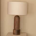 Pura Kelo Drum Table Lamp - Walnut / Ecru Cotton