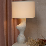 Venuso Table Lamp - Ribbed Grey Ceramic / Ecru Cotton