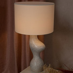Venuso Table Lamp - Grey Ceramic / Ecru Cotton