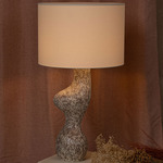 Venuso Table Lamp - Ribbed Red Ceramic / Ecru Cotton