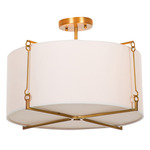 Theresa Semi Flush Ceiling Light - Brass / White