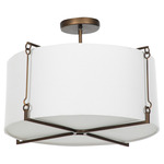 Theresa Semi Flush Ceiling Light - Matte Bronze / White