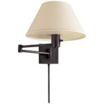 VC Classic Shade Swing Arm Plug-in Wall Light - Bronze / Linen