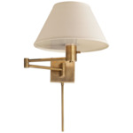 VC Classic Shade Swing Arm Plug-in Wall Light - Hand Rubbed Antique Brass / Linen