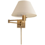 VC Classic Shade Swing Arm Plug-in Wall Light - Hand-Rubbed Antique Brass / Linen