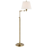 Candle Stick Triple Swing-arm Floor Lamp - Hand Rubbed Antique Brass / Linen