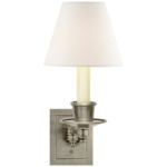 Single Swing Arm Wall Sconce - Antique Nickel / Linen