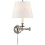 Candle Stick Swing-arm Plug-in Wall Sconce - Antique Nickel / Linen