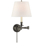 Candle Stick Swing-arm Plug-in Wall Sconce - Bronze / Linen
