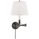 Candle Stick Swing-arm Plug-in Wall Sconce - Bronze / Silk