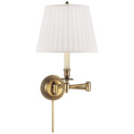 Candle Stick Swing-arm Plug-in Wall Sconce - Hand Rubbed Antique Brass / Silk