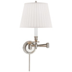 Candle Stick Swing-arm Plug-in Wall Sconce - Polished Nickel / Silk