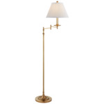 Dorchester Adjustable Swing Arm Floor Lamp - Antique-Burnished Brass / Silk