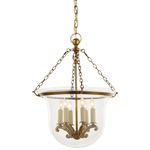Country Bell Jar Pendant - Antique-Burnished Brass / Clear