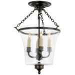 Sussex Bell Jar Semi Flush Ceiling Light - Bronze / Clear