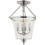Sussex Bell Jar Semi Flush Ceiling Light - Polished Nickel / Clear