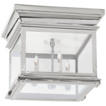 Club Square Ceiling Light - Polished Nickel / Clear