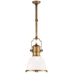 Country Industrial Pendant - White Glass / Antique Burnished Brass