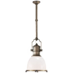 Country Industrial Pendant - White Glass / Antique Nickel