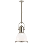 Country Industrial Pendant - White Glass / Polished Nickel