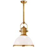Country Industrial Pendant - White Glass / Antique Burnished Brass