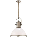 Country Industrial Pendant - White Glass / Antique Nickel