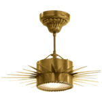 Soleil Semi Flush Ceiling Light - Hand-Rubbed Antique Brass / Frosted