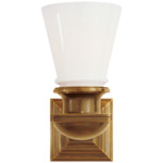 New York Subway Wall Sconce - Hand-Rubbed Antique Brass / White