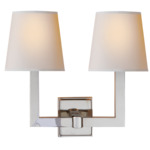Square Tube Double Wall Sconce - Polished Nickel / Natural Paper