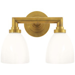 Wilton Bathroom Vanity Light - Hand-Rubbed Antique Brass / White Glass