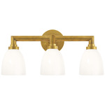Wilton Bathroom Vanity Light - Hand-Rubbed Antique Brass / White Glass