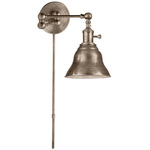 Boston Bell Swing-arm Plug-in Wall Sconce - Antique Nickel