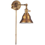 Boston Bell Swing-arm Plug-in Wall Sconce - Hand Rubbed Antique Brass
