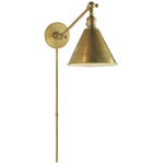 Boston Functional Plug-in Library Sconce - Hand Rubbed Antique Brass