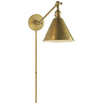 Boston Functional Plug-in Library Sconce - Hand-Rubbed Antique Brass
