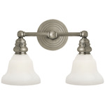 Boston Glass Functional Bathroom Vanity Light - Antique Nickel / White Glass
