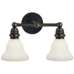 Boston Glass Functional Bathroom Vanity Light - Bronze / White Glass