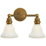 Boston Glass Functional Bathroom Vanity Light - Hand-Rubbed Antique Brass / White Glass