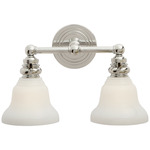 Boston Glass Functional Bathroom Vanity Light - Polished Nickel / White Glass