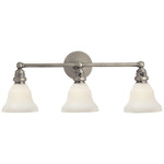 Boston Glass Functional Bathroom Vanity Light - Antique Nickel / White Glass