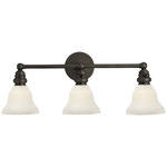 Boston Glass Functional Bathroom Vanity Light - Bronze / White Glass