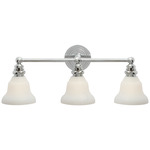 Boston Glass Functional Bathroom Vanity Light - Chrome / White Glass
