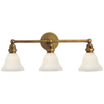 Boston Glass Functional Bathroom Vanity Light - Hand-Rubbed Antique Brass / White Glass