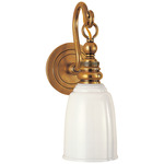Boston Loop Arm Wall Sconce - Hand Rubbed Antique Brass / White