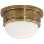 Marine Ceiling Light - Hand-Rubbed Antique Brass / White