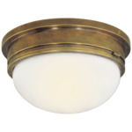 Marine Ceiling Light - Hand-Rubbed Antique Brass / White