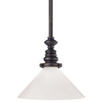 Boston Slant Glass Pendant - Bronze / White Glass