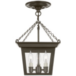 Cornice Semi Flush Ceiling Light - Bronze / Clear