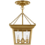 Cornice Semi Flush Ceiling Light - Hand Rubbed Antique Brass / Clear